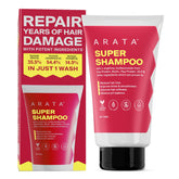 Arata Super Shampoo (150ml) with Argan Oil, Biotin & Soy Protein| Prevents Hair loss | Boosts Hair Thickness | Reduces Breakage | Fights Microbial Infections | Adds Shine | Shampoo For Women & Men