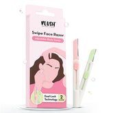 Plush Swipe Reusable Face Razor for Woman | Pack of 2 | Adjustable Blade for Precision & Full Shave | Dual Lock Long Lasting Technology | For Eyebrows, Lip, Forehead, Peach Fuzz, Chin & Sideburns