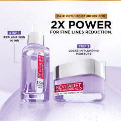 L'Oréal Paris Revitalift 1.5% Hyaluronic Acid Serum, Volume: 30ml, Intensely hydrates, smooths, and replumps skin, Fragrance free, paraben free, alcohol free formulation