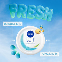 NIVEA Soft Light Moisturizer, 300 ml, for Face, Hand & Body, Non-Greasy Cream with Vitamin E & Jojoba Oil for Instant Hydration