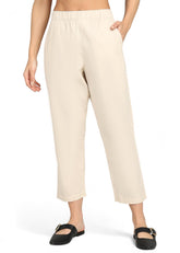 Alan Jones Clothing Womens Mid Rise Cotton Relaxed Ankle Pants | 100% Cotton