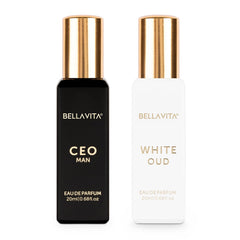 BELLAVITA CEO Man & White Oud Unisex | Long Lasting Perfume for Man and Woman | EDP 2x20ml | Tonka, Agarwood & Orange | Woody, Spicy, Citrus Premium Fragrance for Men & Women
