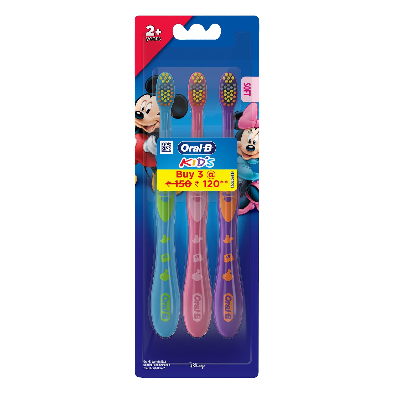 Check price of Oral B Kids Manual Toothbrush With Mickey Characters, Extra Soft Bristles And Easy To Hold Handle (Age 2+), Multipack in Sri Lanka | Arcade.lk