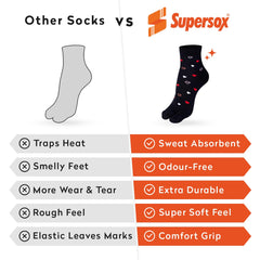 Supersox Ankle Thumb Socks for Women, Made with Breathable, Anti Odour & Moisture Absorbent Combed Cotton with a Extra Durable Welt (Pack Of 4) (IN, Alpha, Free Size, Black)