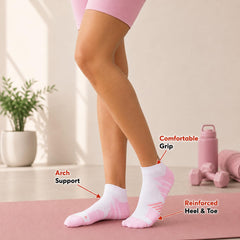 Supersox Ankle Length Performance Sports Socks for Woman | Combed Cotton | Moisture Absorbent & Anti-Odour | Durable Welt for Long-Lasting Comfort | Purple, Sky Blue, Pink | Pack of 3