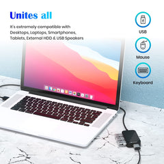 Portronics Mport 4D USB Hub (4-in-1), Multiport USB Dock with Long Cable and up to 480 Mbps High Data Transfer Speed (Black)