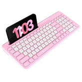 Portronics Bubble Square Wireless Keyboard with Bluetooth + 2.4 GHz USB Receiver (Dual Connectivity), Pair 3 Devices Max, Multimedia Hotkeys, for Laptop, PC, Smartphone, Tablet (Pink) - Personal Computer from Portronics - Shop in Sri Lanka at Arcade.lk