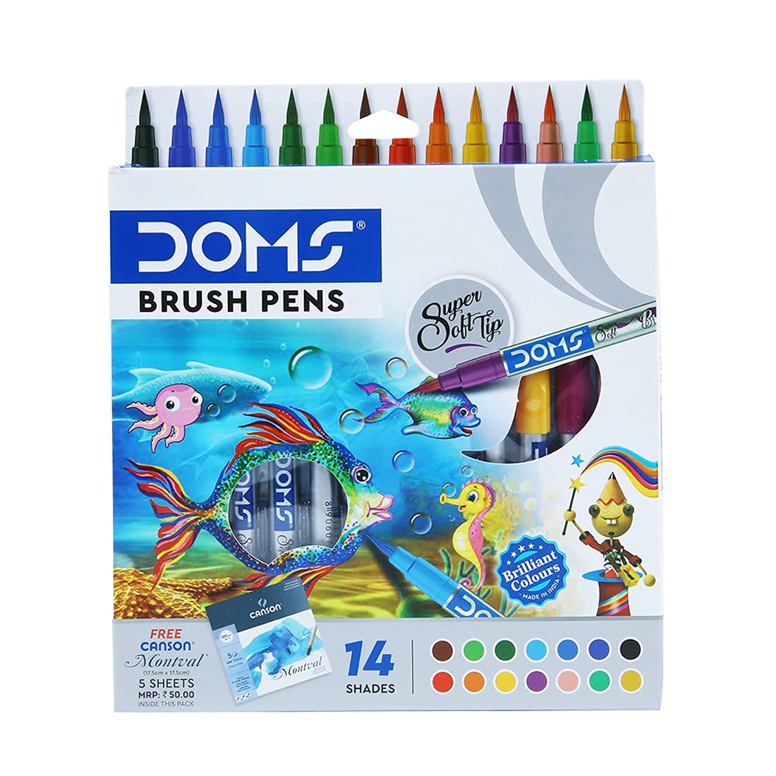 Doms Non-Toxic Brush Pen Set (14 Assorted Shades) - Office Product from Doms - Shop in Sri Lanka at Arcade.lk