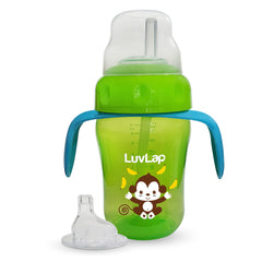LuvLap Banana Time 210ml Anti Spill, Interchangeable Sipper / Sippy Cup with Soft Silicone Spout and Straw BPA Free, 6m+ (Green) - Baby Product from LuvLap - Shop in Sri Lanka at Arcade.lk