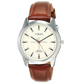 TIMEX Classics Analog Watch for Man with Beige Round Dial & Tan Leather Strap Band Water Resistant Men's Wrist Watches - TW00ZR261E