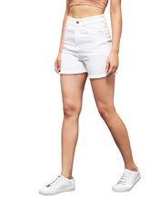 Miss Chase Women's White Regular High Rise Clean Look Regular Stretchable Denim Shorts