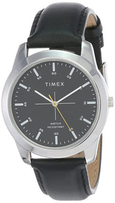 TIMEX Classics Analog Watch for man with Black Round Dial & Black Leather Strap Band Water Resistant Men's Wrist Watches - TW00ZR263E