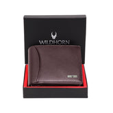 WildHorn RFID Protected Leather Wallet for Men, Brown
