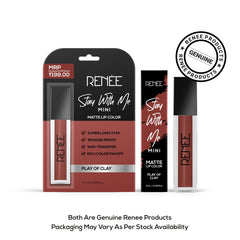 RENEE Stay With Me Mini Matte Lip Color, Long Lasting, Non Transfer, Water & Smudge Proof, Light Weight Liquid Lipstick, Play of Clay 2ml