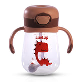 LuvLap Kids Bite Resistant Soft Silicone Straw Sipper Cup with Handle, with Weighted Straw, Sippy Cup with Anti Spill Lock, BPA Free,1 Year +, 300 ml, Brown | Glammy.lk