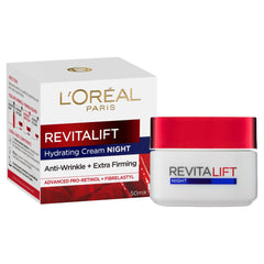 L’Oréal Paris Anti-Ageing Night Cream, With Pro-Retinol and Fibrelastyl, Hydrated & Smoother Skin, Revitalift, 50ml