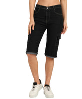 Nifty Women's Denim Straight Fit Cargo Capris