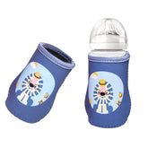 THE LITTLE LOOKERS Cute Animated Patterned Soft Stretchable Baby Bottle Cover I Baby Feeding Bottle Cover for 125ml, 150ml to 240ml (Blue, Pack of 1)