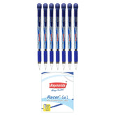Reynolds Racer Gel 7 Count Pouchi Lightweight Gel Pen With Comfortable Grip For Extra Smooth Writing I School And Office Stationery|0.5Mm Tip Size|Blue