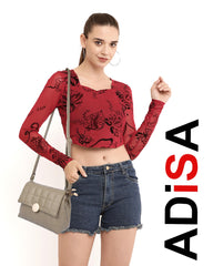 ADISA Women's Girls Quilted Cross Body Sling Bag with Height Adjustable Belt (SL5144) (Olive)