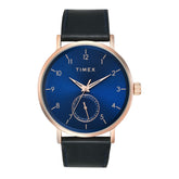TIMEX Leather Men Blue Round Analog Dial Watch- Tweg20020, Blue Band