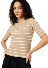 Max Women's Cotton Polyester Elastane Striped Regular Fit T-Shirt