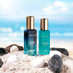 BELLAVITA Skai Aquatic EDC & Fresh EDT | Long Lasting 2x20ml Perfume for Man and Woman | with Bergamot, Ylang Ylang, Pink Pepper | Premium Unisex Fragrance for Men & Women