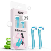 Plush Reusable Bikini Razor for Women (2 Pcs) | Best Razor for Shaving Private Parts & Pubic Area | German Precision Blades, Lubricating Strips & Safety Comb for 1-Stroke Shave | No Bumps, No Cuts