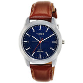 TIMEX Classics Analog Watch for man with Blue Round Dial & Tan Leather Strap Band Water Resistant Men's Wrist Watches - TW00ZR262E