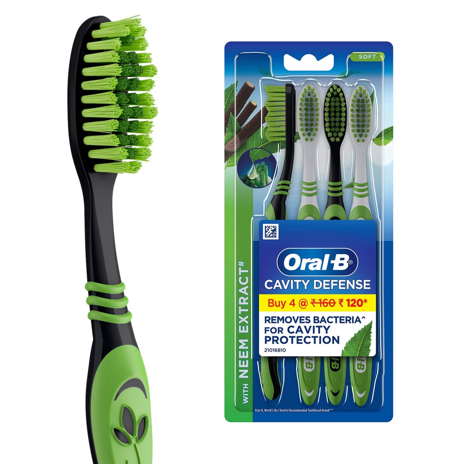Check price of Oral- B Cavity Defense Soft Manual Toothbrush for adult with Neem Extracts (Multicolour, Pack of 4) in Sri Lanka | Arcade.lk