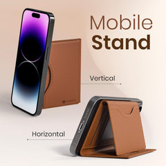 Portronics Wallet X Tri-Fold Magnetic Wallet with 6-Card Holder, RFID Blocking, PU Premium Leather,Ultra Slim Design, Compatible with iPhone 16/15/14/13/12 & Metal Ring for Non Magnetic Phone(Brown)