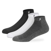 Supersox Ankle Length Sports Socks for Man | Half Terry Cushioned Cotton | Anti-Odour & Antibacterial | Breathable & Moisture Absorbent | Running, Gym & Sneaker | Grey-White-Black | Pack of 3 | Glammy.lk