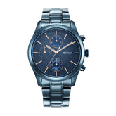 Titan Neo Splash Blue Dial Quartz Multifunction Stainless Steel Strap Watch for Men-NS1805QM01/NT1805QM01