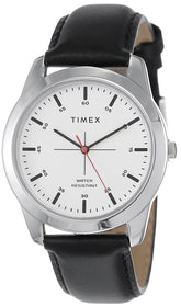 TIMEX Classics Analog Watch for Man with Silver Round Dial & Black Leather Strap Band Water Resistant Men's Wrist Watches - TW00ZR260E