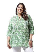 Stylum Women's Plus Size Tropical Printed Cotton Empire Top