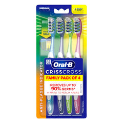 Check price of Oral B Criss Cross - Family pack of 4 toothbrushes – Medium,for adults,Manual,Multicolor in Sri Lanka | Arcade.lk