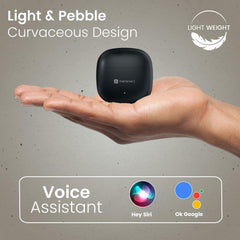 Portronics Harmonics Twins S18 in Ear TWS Earbuds with 30H Playtime, in Built HD Mic, Game/Music Mode, 13mm Dynamic Driver, Low Latency, Touch Control, Type C Fast Charging, Light Weight(Black)