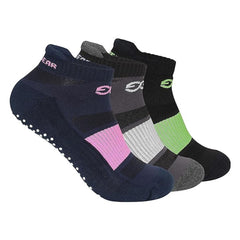 SuperGear Yoga Sports Socks for Women | Combed Cotton | Cushioned Comfort | Non-Slip Anti-Skid Grip | Ideal for Yoga, Exercise, Gym & Walking | Multicolour | Free Size | Pack of 3