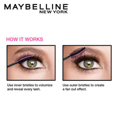 Maybelline New York Mascara, No-clumping, Fanning Brush, Waterproof, Lash Sensational, Black, 9ml