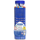 Doms Groove Super Dark HB/2 Graphite Pencils Jar Pack | Innovative Groove For Perfect Grip | Free Pencil, Eraser, Sharpner & Scale | Ideal For Sketching & Drawing | Pack of 30 Pencils