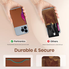 Portronics Wallet X Tri-Fold Magnetic Wallet with 6-Card Holder, RFID Blocking, PU Premium Leather,Ultra Slim Design, Compatible with iPhone 16/15/14/13/12 & Metal Ring for Non Magnetic Phone(Brown)