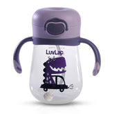 LuvLap Kids Bite Resistant Soft Silicone Straw Sipper Cup with Handle, with Weighted Straw, Sippy Cup with Anti Spill Lock, BPA Free, 1 Year +, 300 ml, Purple | Glammy.lk