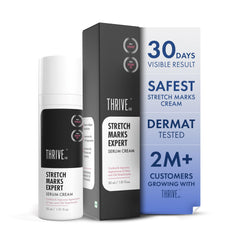 ThriveCo Stretch Marks Expert Serum Cream | Clinically Proven Treatment for New (red) & Old (white) Stretch Marks & Scars Removal | Infused with Collarev®, Striover™, Rosehip Oil & Squalane | For Women & Men | 30ml