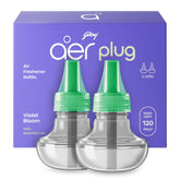 Godrej aer Plug Electric Air Freshener 2 Refills (20ml each) | Violet Bloom | Lasts up to 120 days, Liquid