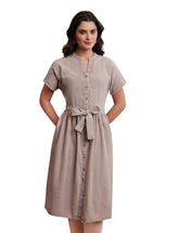 Myx Women's Embroidered Shirt Dress | Cotton Blend | Below The Knee (Available in Plus Sizes)