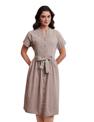 Myx Women's Embroidered Shirt Dress | Cotton Blend | Below The Knee (Available in Plus Sizes)