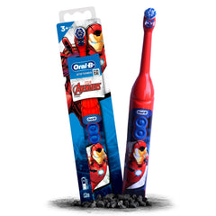 Oral-B Kids Iron Man Battery Electric Toothbrush, 90 Day Battery, IPX7 Water Resistant, Soft Bristles, Removes 100% More Plaque, 3+ Years