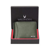 WildHorn RFID Protected Leather Wallet for Men, Green