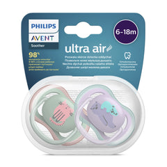 Philips Avent Ultra Air Soother 2 Pack - BPA-Free Soother for Babies Aged 6-18 Months (Model SCF085/18) By Fratelli