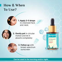 Pilgrim 10% Niacinamide Serum 30ml For Acne Marks|With 1% Zinc PCA, Salicylic & Hyaluronic Acid|Niacinamide Serum For Oily Skin, Acne-Prone, Combination, Normal Skin|Oil Control, Anti-Acne|Women & Men